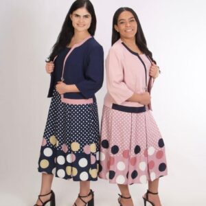 Ladies Lined Dotted Pattern Dress Suits